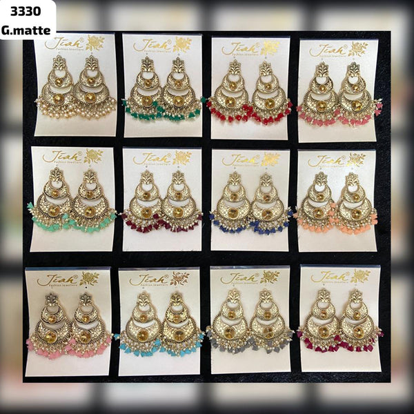 Jiah Art Jewellery Gold Plated Dangler Earrings (Assorted Color)