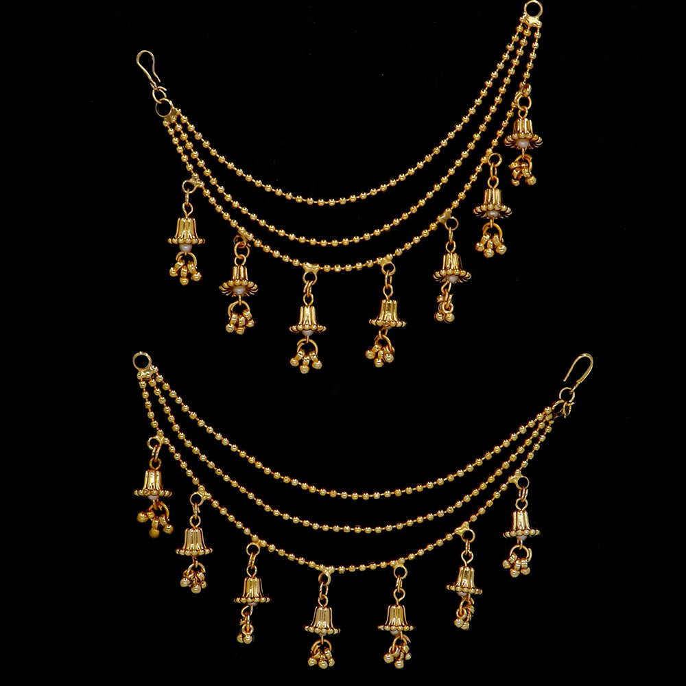 Mahavir Gold Plated Pearl Kanchain Earrings