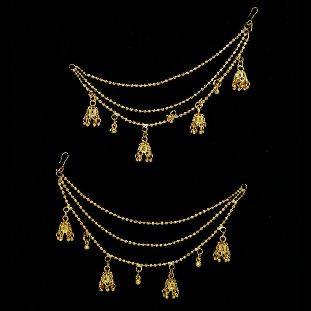 Mahavir Gold Plated Pearl Kanchain Earrings