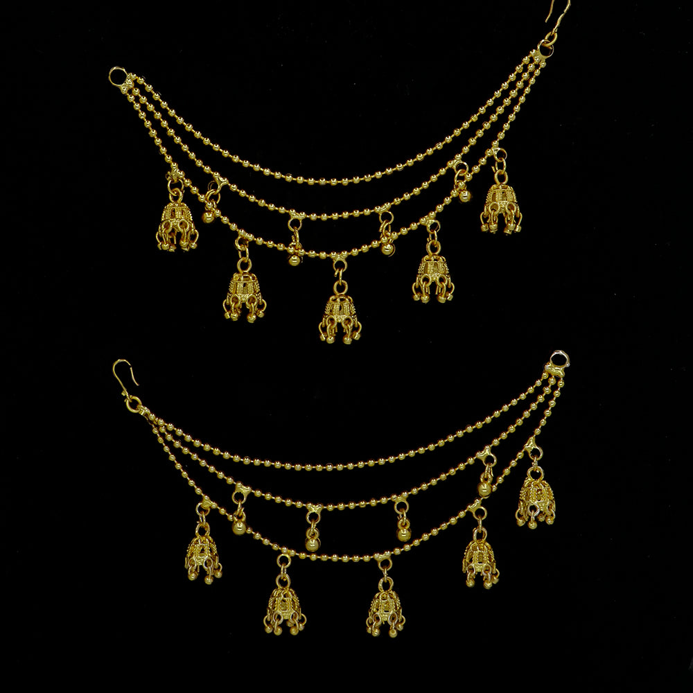 Mahavir Gold Plated Pearl Kanchain Earrings