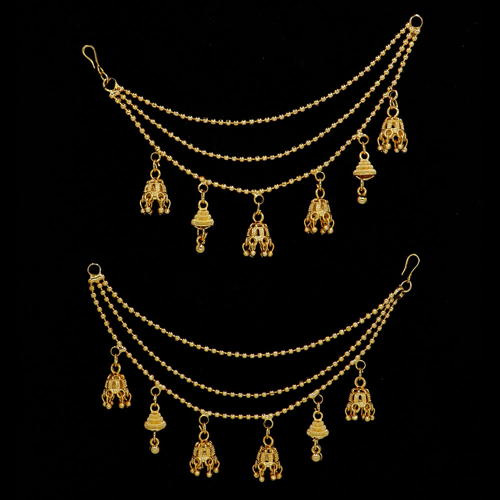 Mahavir Gold Plated Pearl Kanchain Earrings