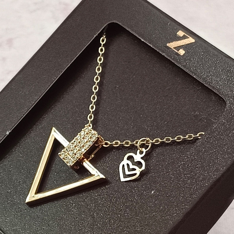 Ziorra Rose Gold Plated AD Triangle Chain Pendant