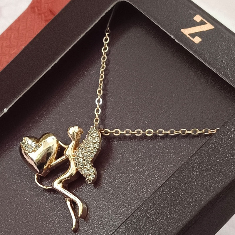 Ziorra Rose Gold Plated AD Magic Fairy Angel Chain Pendant