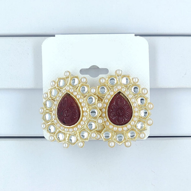 Corbeda Fashion Gold Plated Kundan Stone Stud Earrings