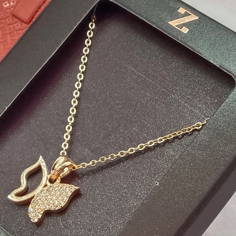 Ziorra Rose Gold Plated AD Butterfly Chain Pendant