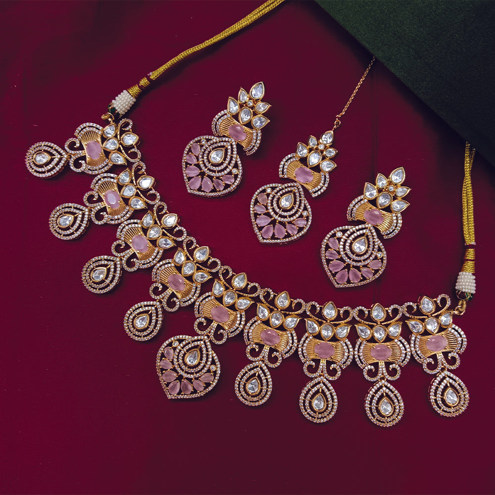 Arham Designer Polki Kundan Necklace Set with Premium Glamorous Finish