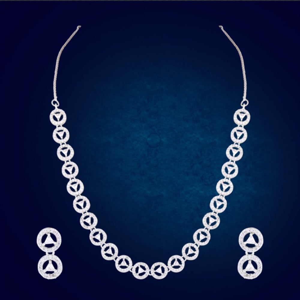 DNJ Jewelry Elegant American Diamond Statement Necklace Set Women & Girls