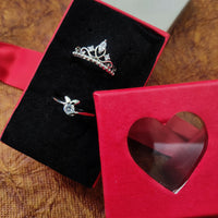 Urthn  Rhodium Plated Solitaire Couple Ring Set ( Assorted ) - 1506919 (Pack Of 6)