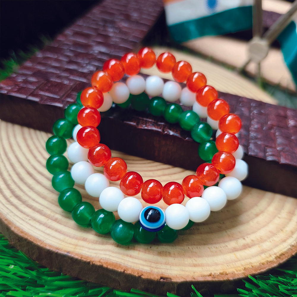 Urthn Tiranga Beads Bracelet Combo (Pack Of 6)