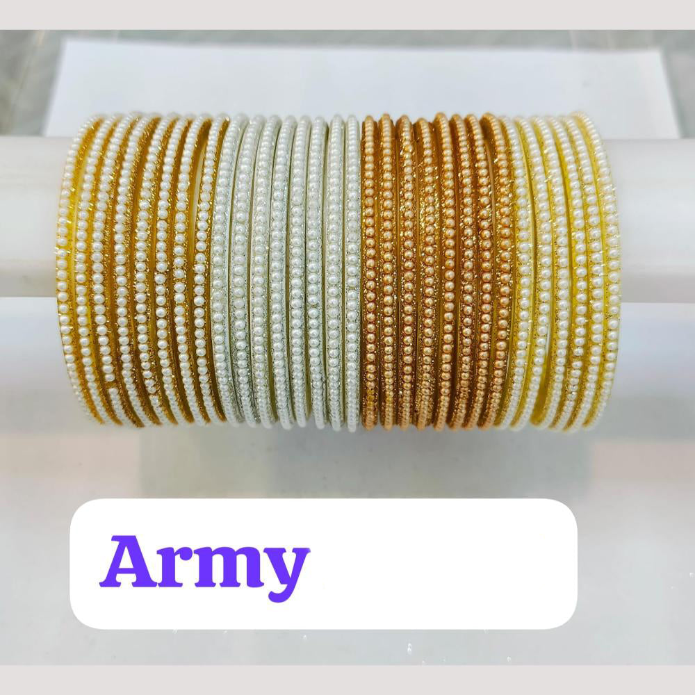 Chitra Bangles Glass Pearl Bangle Set (12 Piece In One Box)