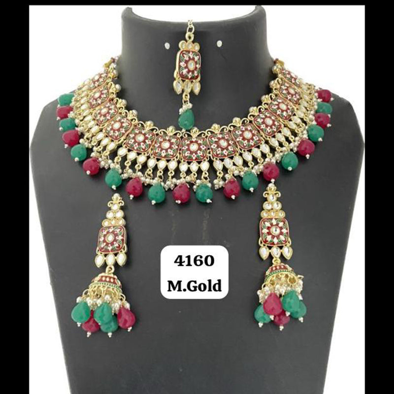 Jiah Art Jewellery Gold Plated Meenakari Necklace Set (Assorted Color)