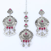 Corbeda Fashion Oxidised Plated Earrings With Mangtikka