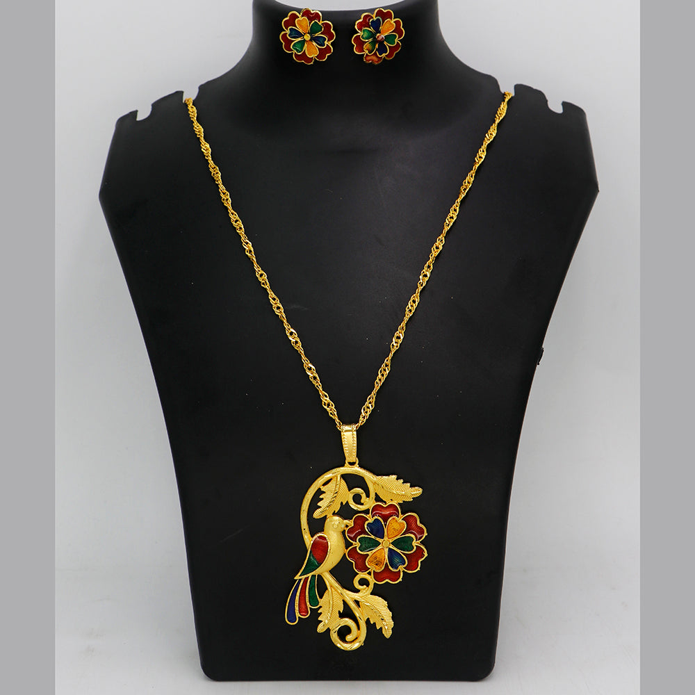 Mahavir Dye Gold Plated Meenakari Chain Pendent Set
