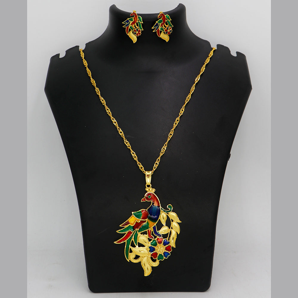 Mahavir Dye Gold Plated Meenakari Chain Pendent Set