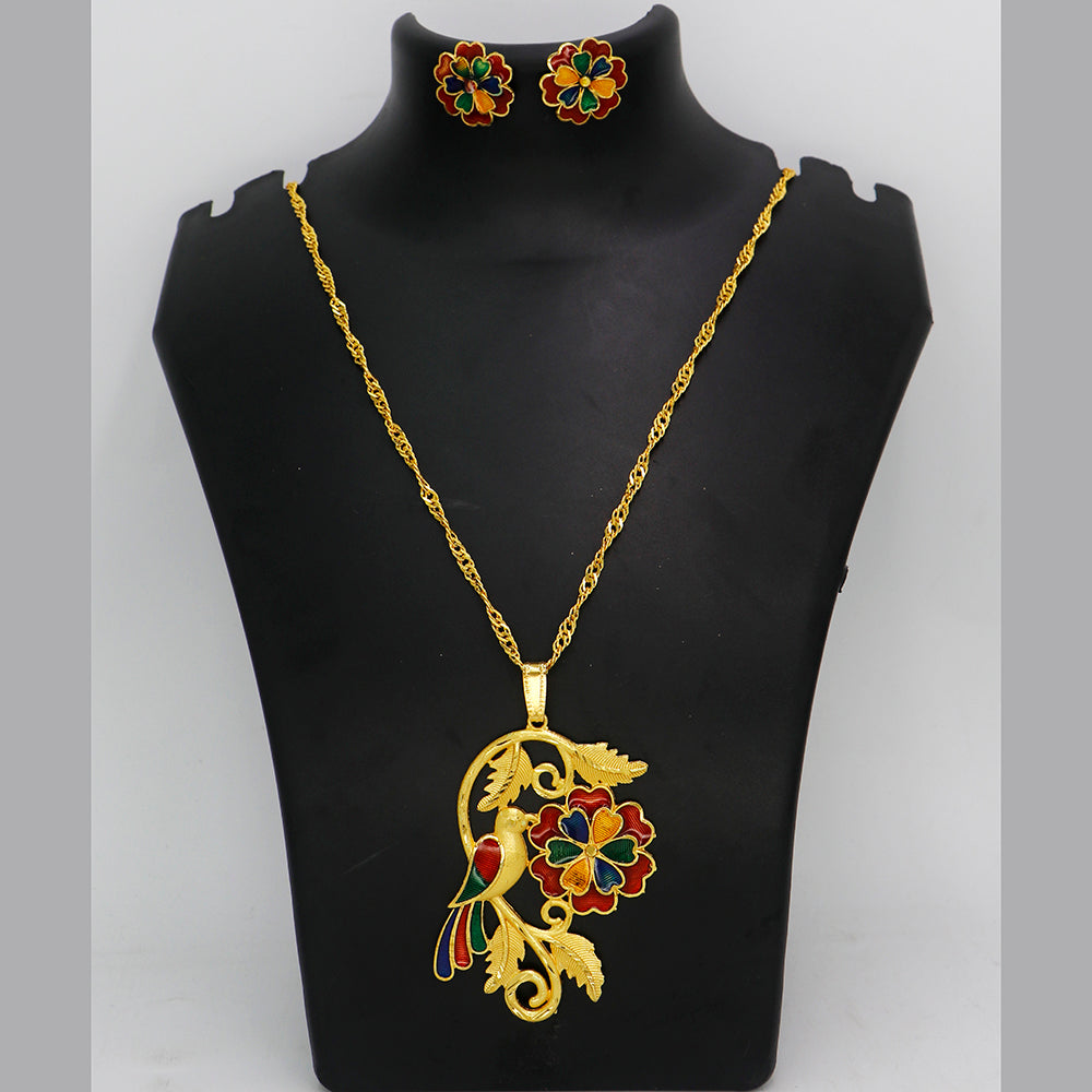 Mahavir Dye Gold Plated Meenakari Chain Pendent Set