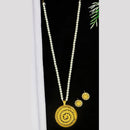 Mahavir Gold Plated Pearls Long Necklace Set