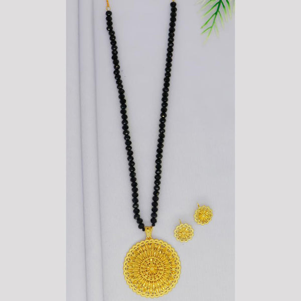 Mahavir Gold Plated Pearls Long Necklace Set