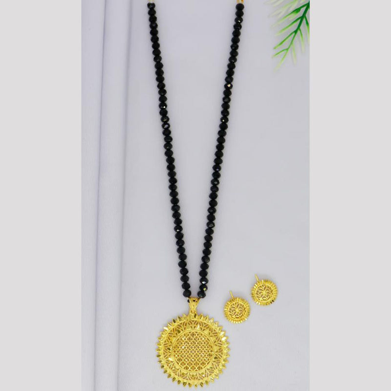 Mahavir Gold Plated Pearls Long Necklace Set