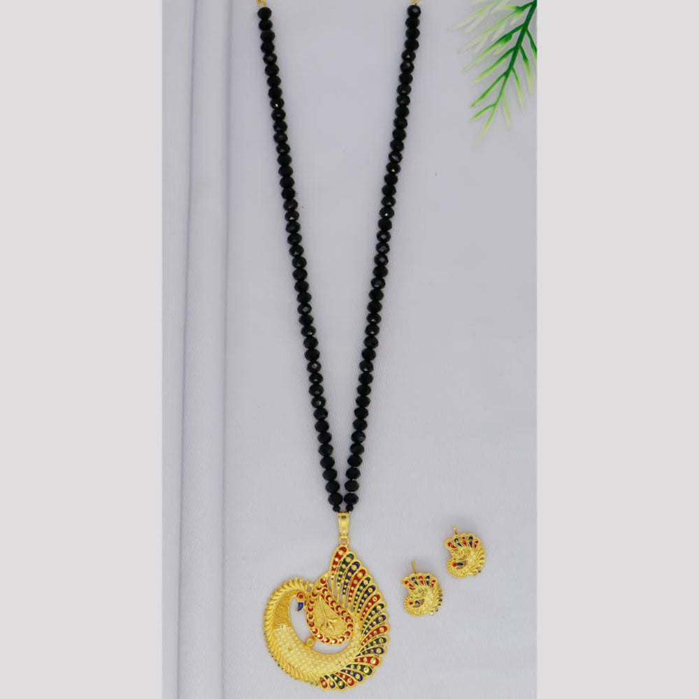 Mahavir Gold Plated Pearls Long Necklace Set