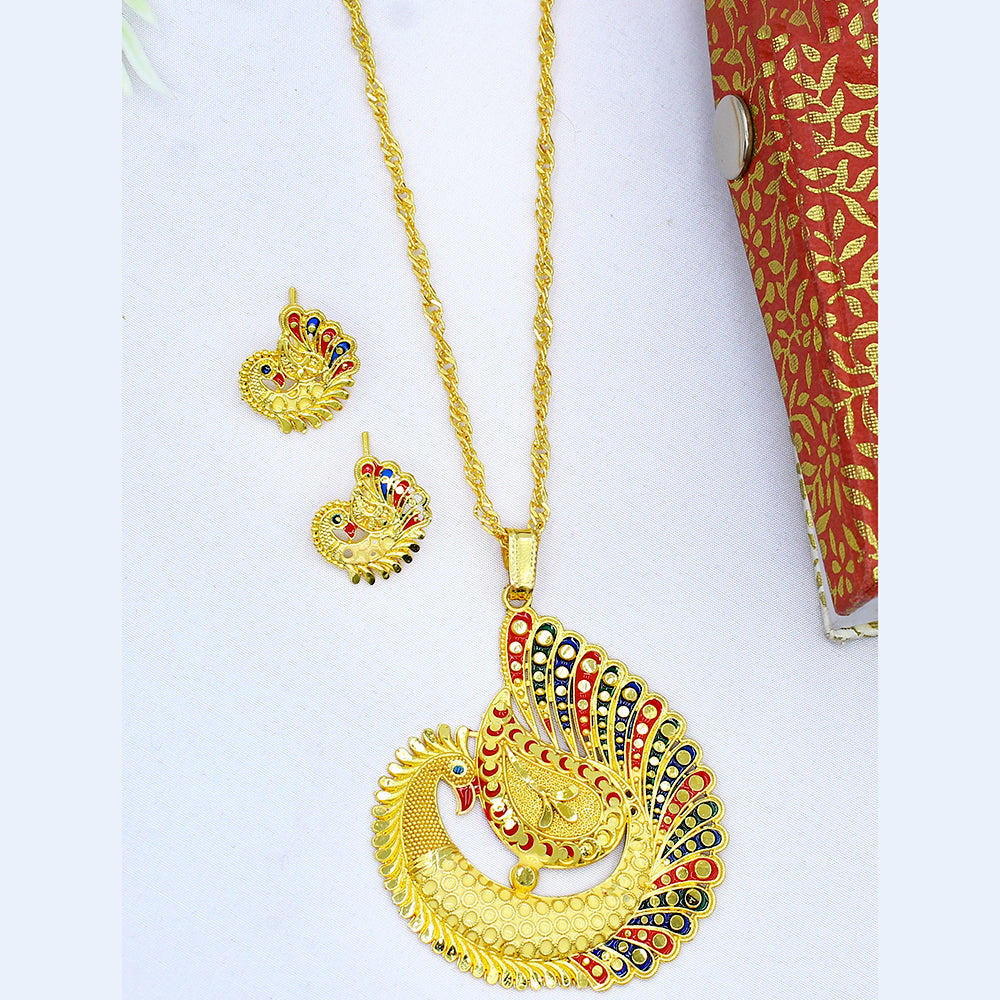 Mahavir Dye Gold Plated Chain Pendent Set