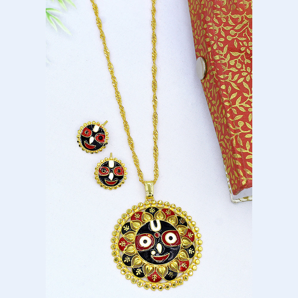 Mahavir Dye Gold Plated Chain Pendent Set