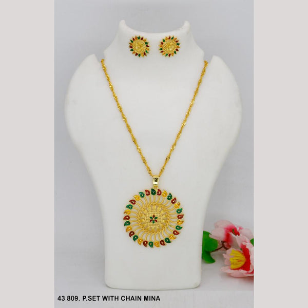 Mahavir Gold Chain Pendant Set