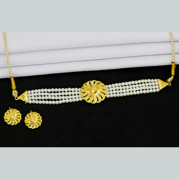 Mahavir Gold Plated Choker Necklace Set