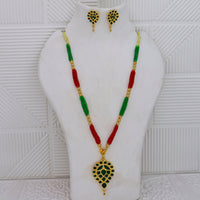Mahavir Dye Meenakari And Pearl Chain Pendant Set 