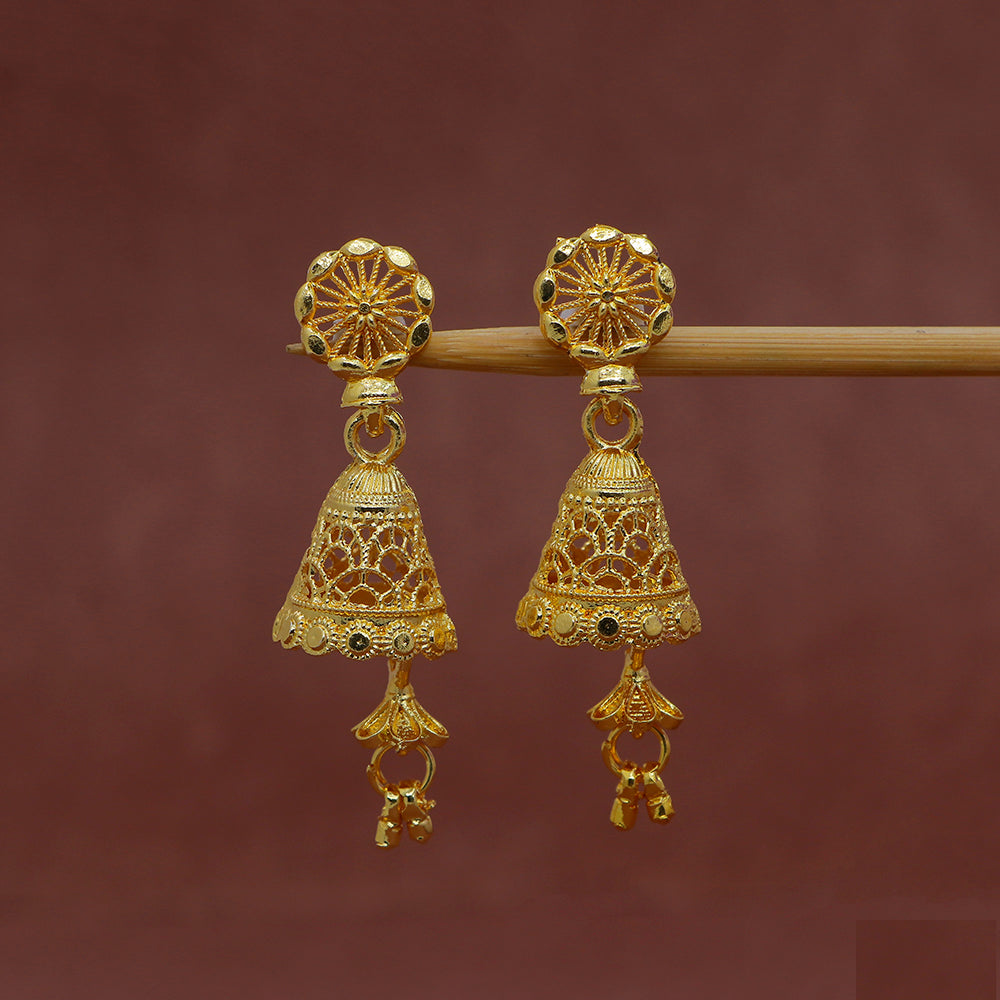Mahavir DYE Gold Plated Premium Pearl Jhumki Earrings (Pack of 6)