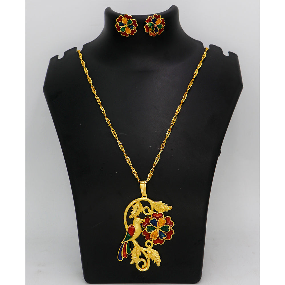 Mahavir Gold Meenakari Chain Pendant Set (Pack of 12)
