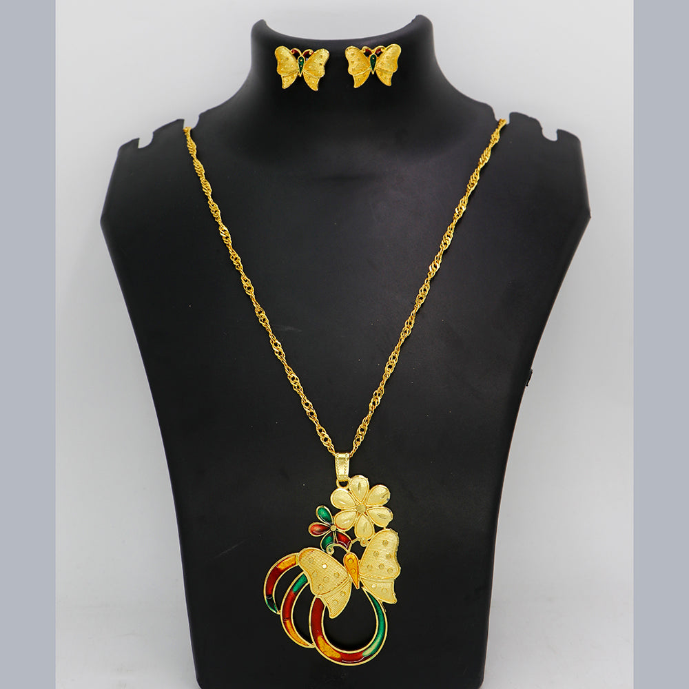 Mahavir Dye Gold Plated Meenakari Designer Chain Pendant Set (Pack of 6)