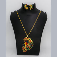 Mahavir Dye Gold Plated Meenakari Designer Chain Pendant Set