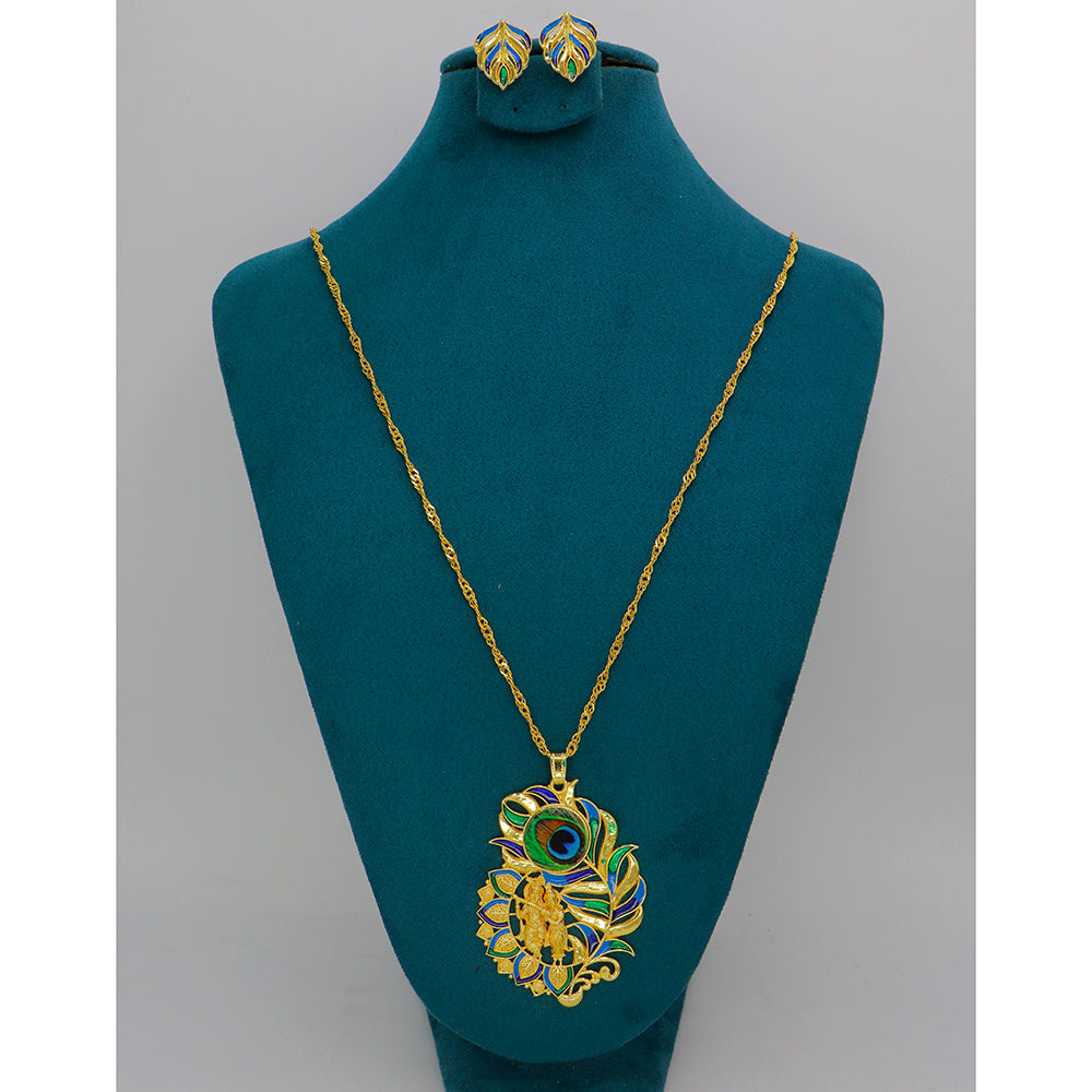 Mahavir Gold Meenakari Chain Pendant Set (Pack of 12)