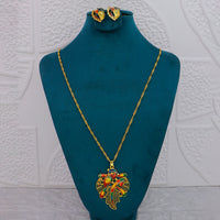 Mahavir Dye Gold Plated Meenakari Designer Chain Pendant Set