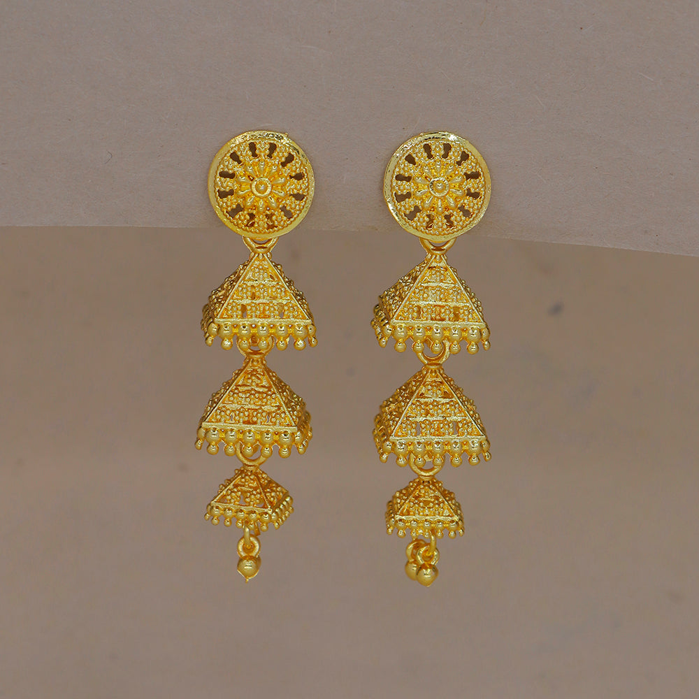 Mahavir DYE Gold Plated Premium Jhumki Earrings (Pack of 6)