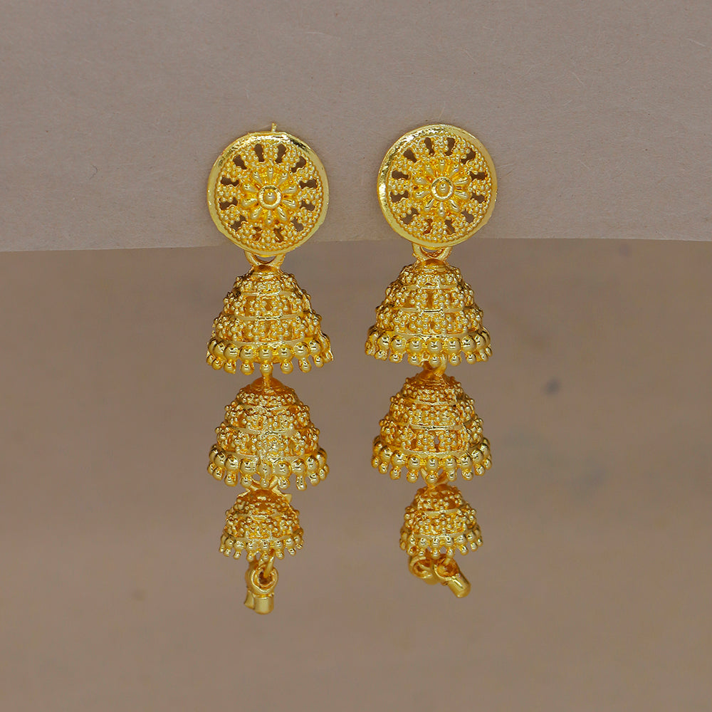 Mahavir DYE Gold Plated Premium Jhumki Earrings (Pack of 6)