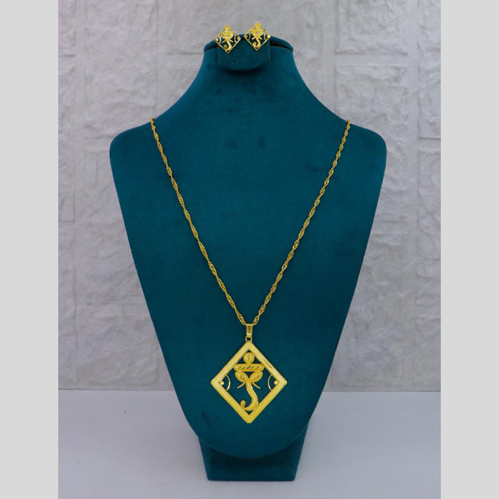 Mahavir Dye Gold Plated Designer Chain Pendant Set (Pack of 6)