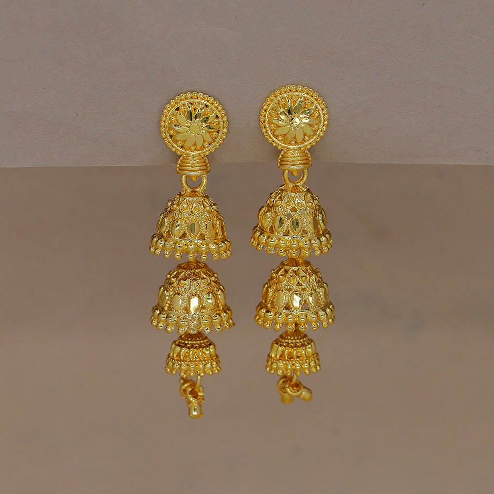 Mahavir DYE Gold Plated Premium Jhumki Earrings  (Pack of 6)