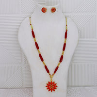 Mahavir Dye Meenakari And Pearl Chain Pendant Set 