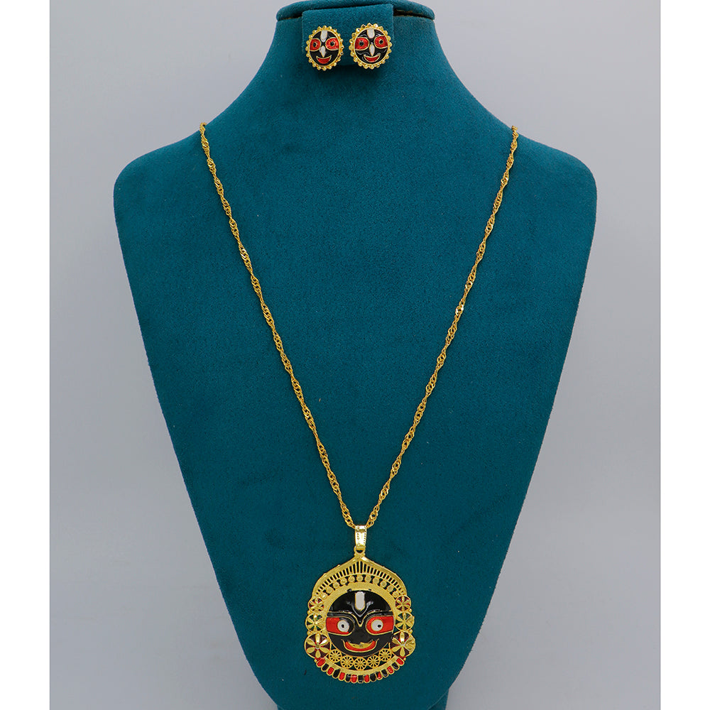 Mahavir Gold Meenakari Chain Pendant Set (Pack of 12)