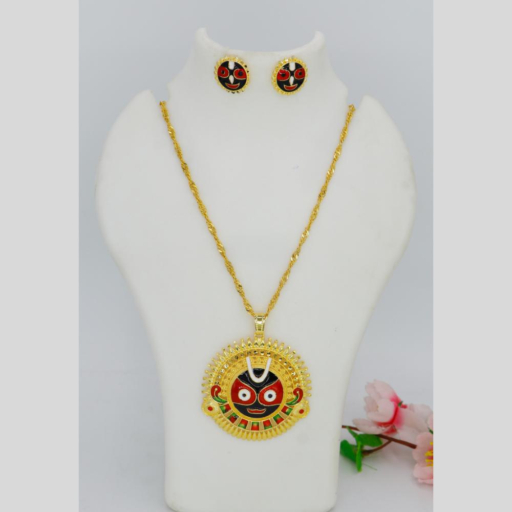 Mahavir Dye Gold Plated Meenakari Designer Chain Pendant Set (Pack of 6)