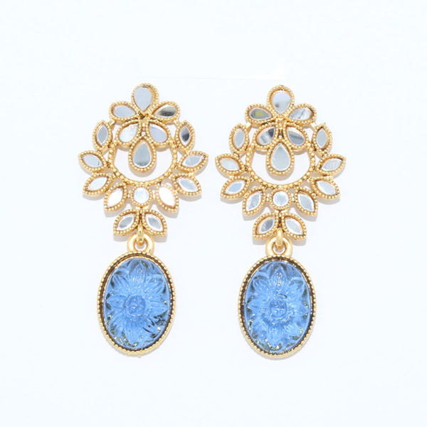 Corbeda Fashion Gold Plated Mirror Dangler Earrings