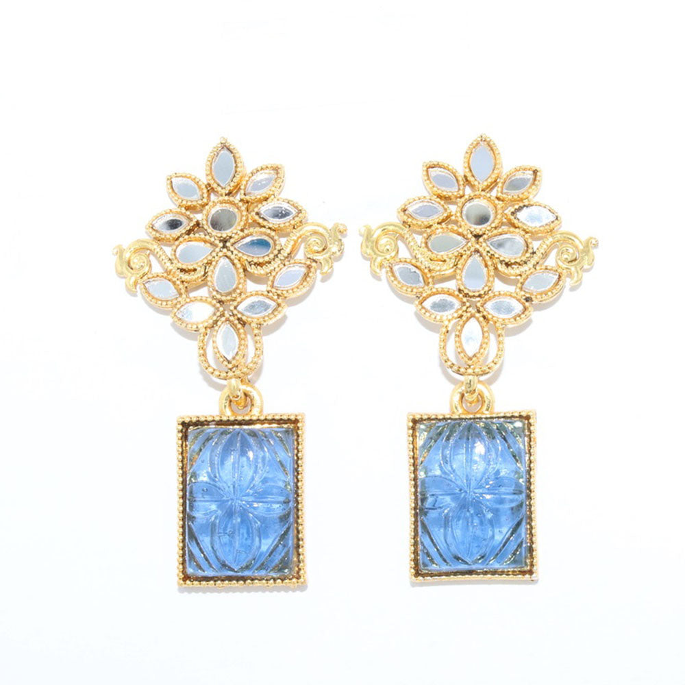 Corbeda Fashion Gold Plated Mirror Dangler Earrings