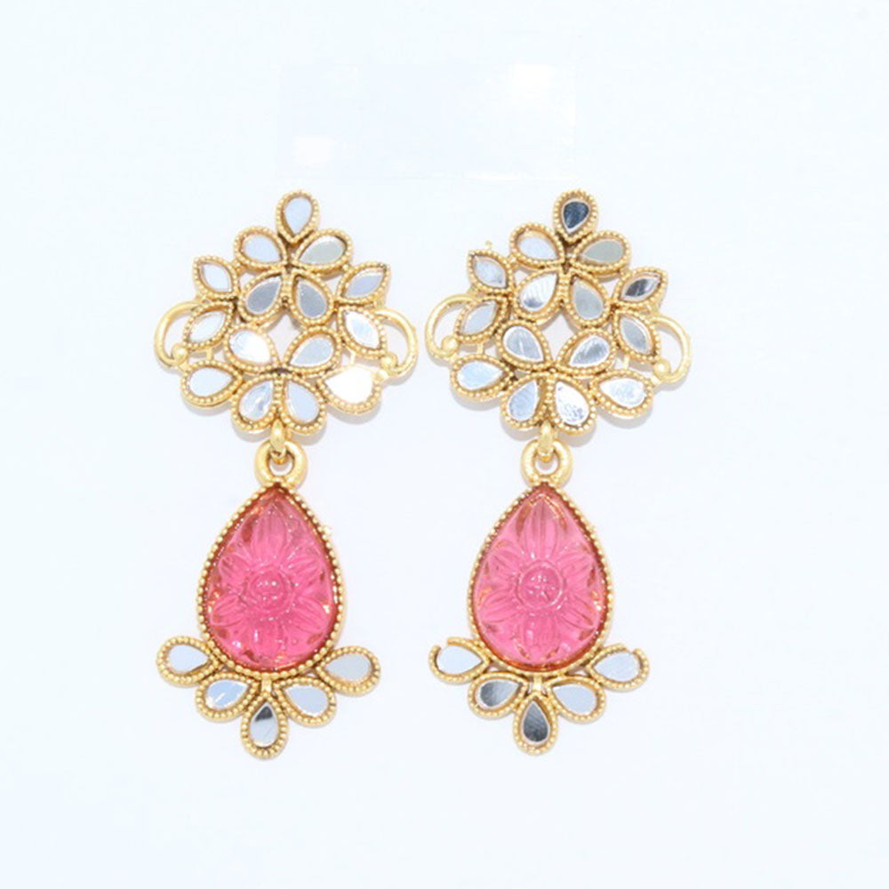 Corbeda Fashion Gold Plated Mirror Dangler Earrings