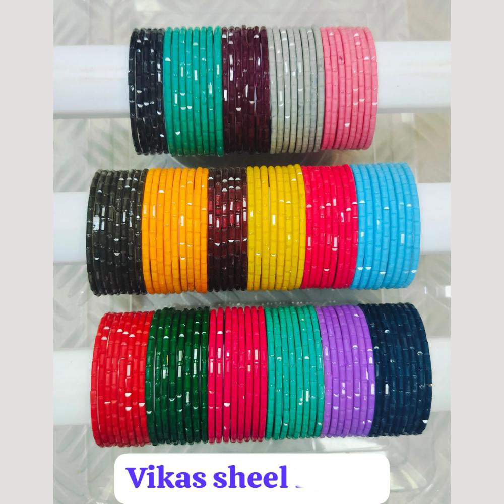 Chitra Bangles Multi Color Glass Bangle (12 Piece In One Box)