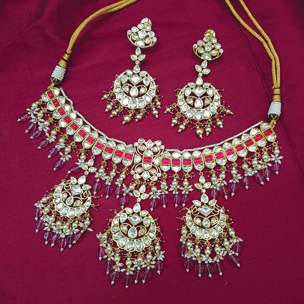 Arham Designer Polki Kundan Necklace Set with Premium Glamorous Finish