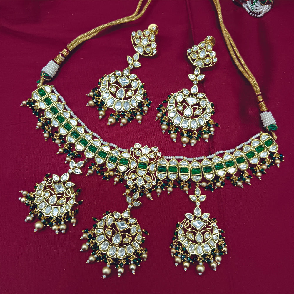 Arham Designer Polki Kundan Necklace Set with Premium Glamorous Finish
