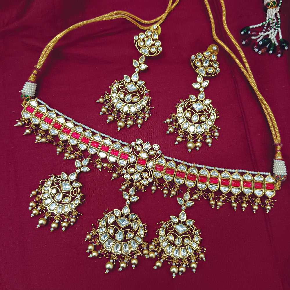 Arham Designer Polki Kundan Necklace Set with Premium Glamorous Finish