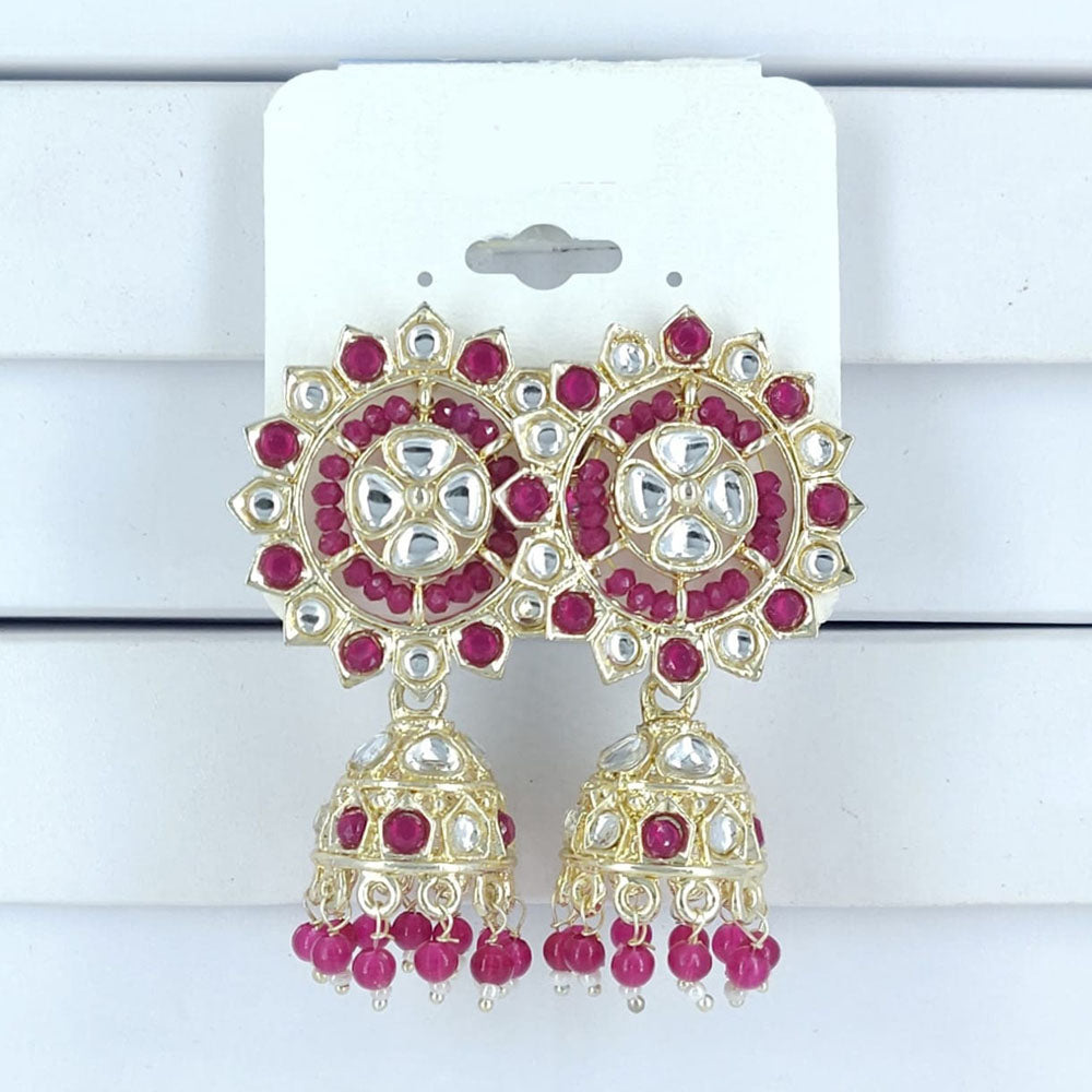 Corbeda Fashion Gold Plated Kundan And Beads Jhumki Earrings