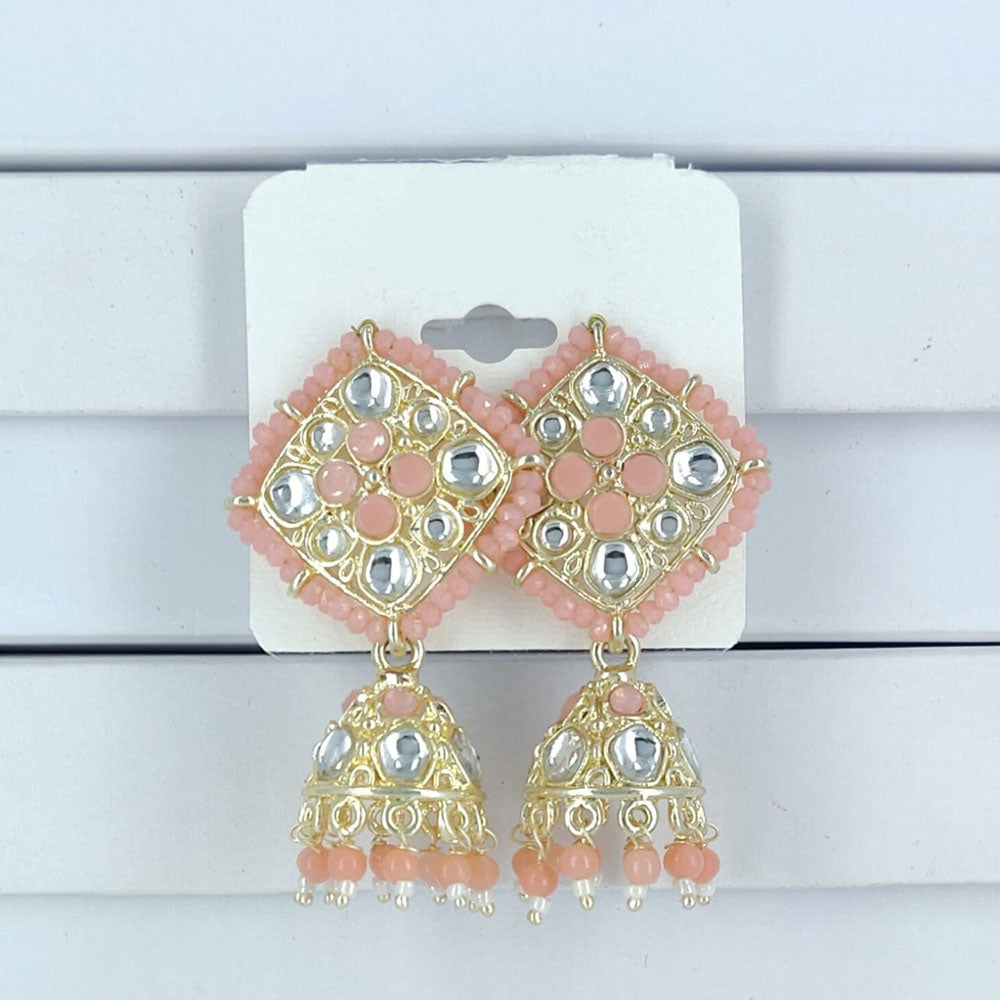 Corbeda Fashion Gold Plated Kundan And Beads Jhumki Earrings